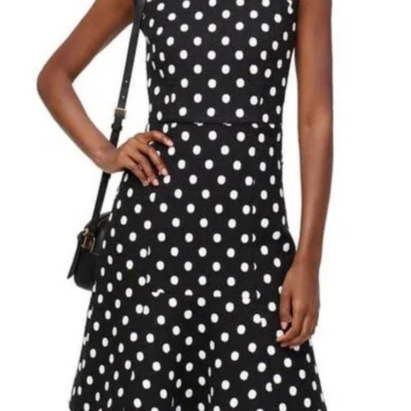 J Crew Black Ivory Poka Dot Tweed A Line Sheath Dress Size 6T 6 Tall Career